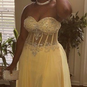 Formal yellow evening gown 10